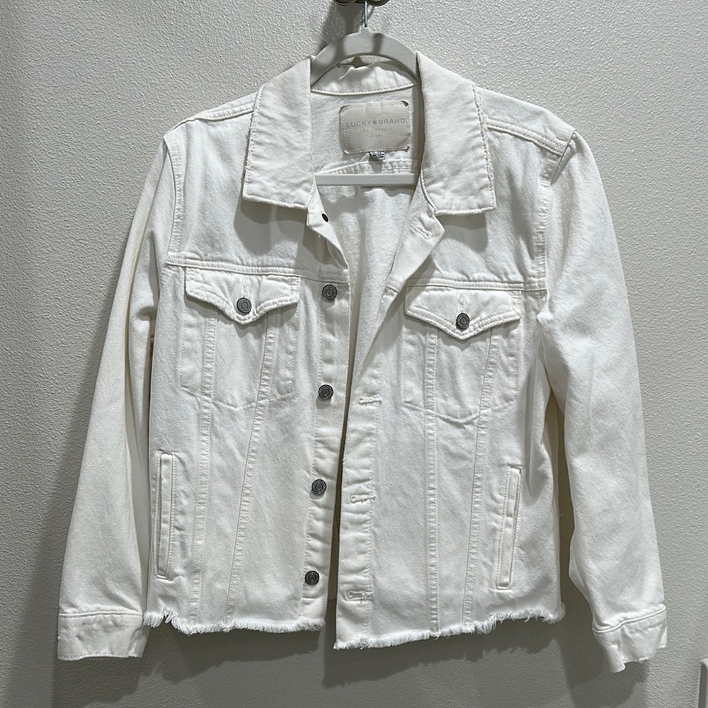 Lucky Brand White Jean Jacket Classic Denim Style